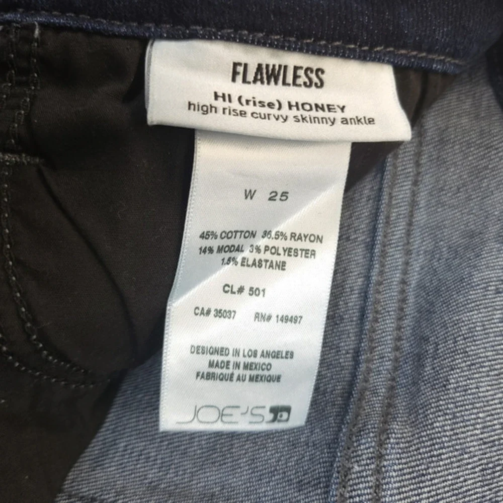 JOE'S Jeans Flawless Hi Rise Honey Curvy Skinny‎ Ankle Women 25 Blue Stretchy